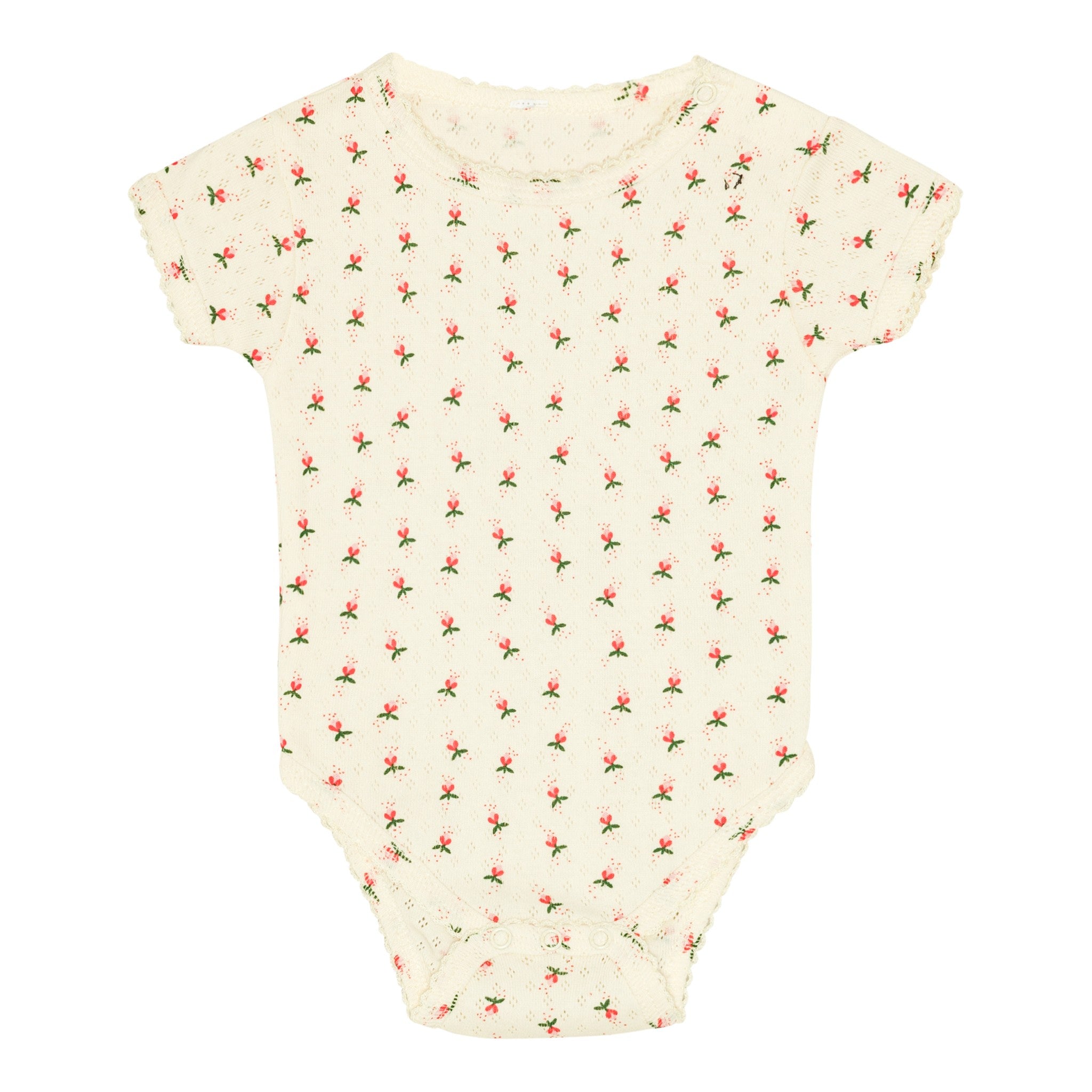 Pointelle kortærmet body - fluffy bell red