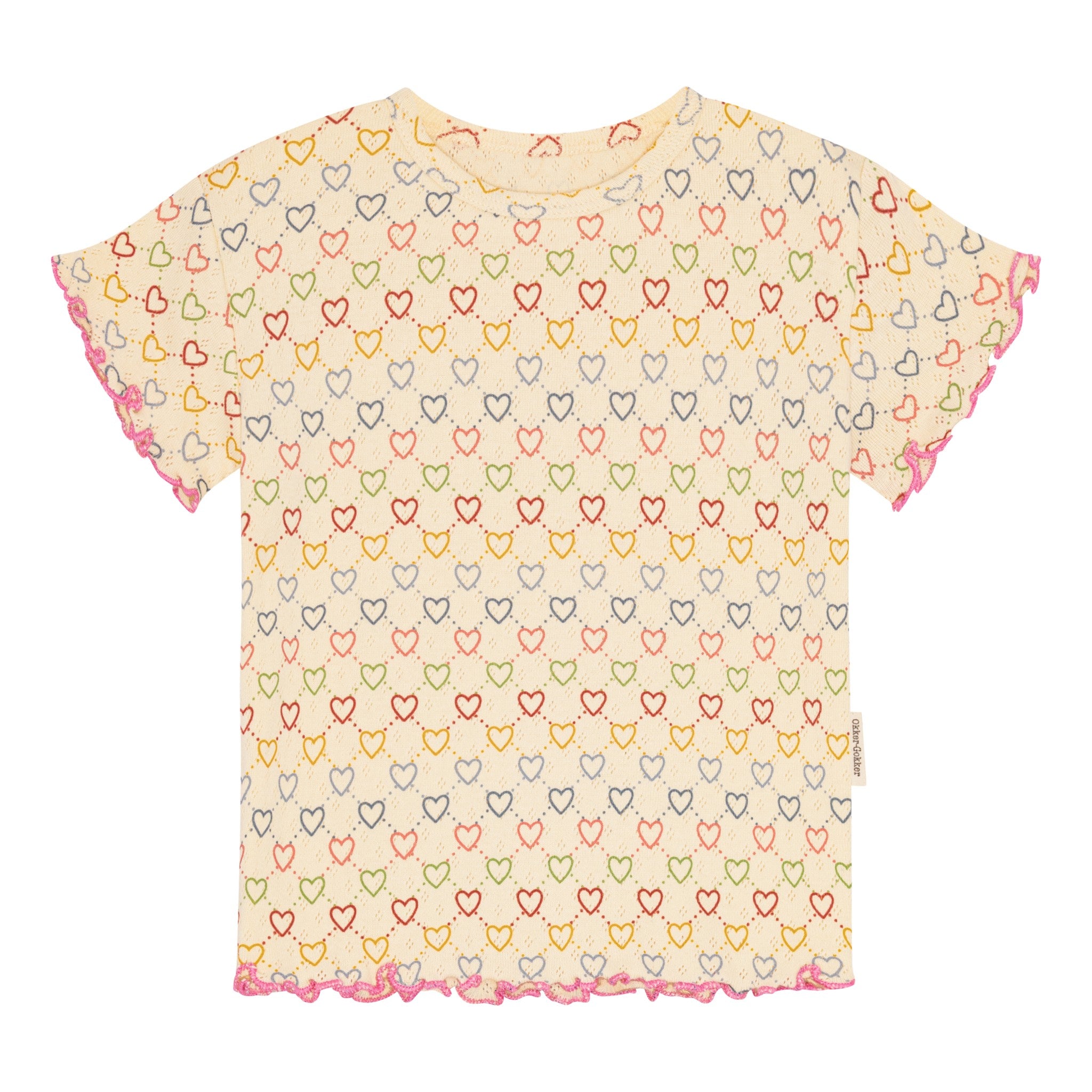 pointelle t-shirt - multi hearts mini