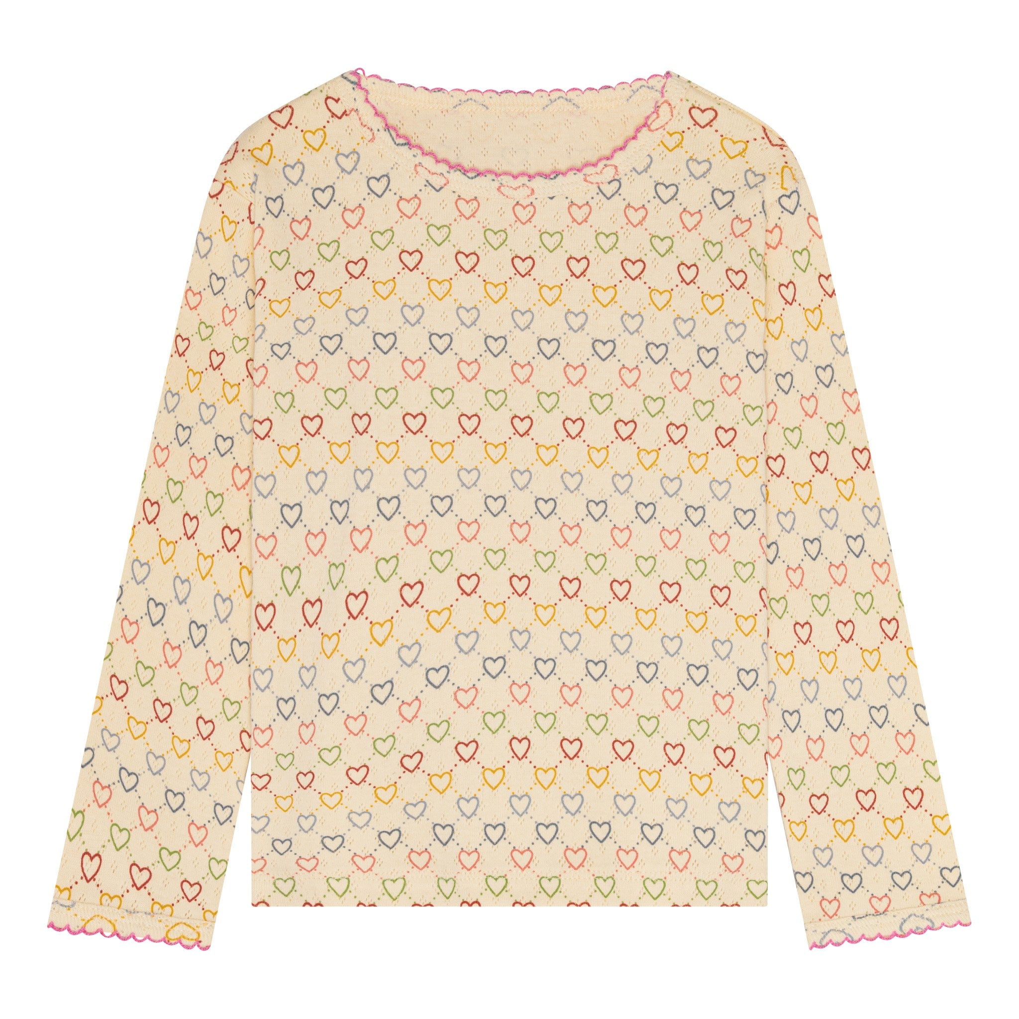 pointelle bluse - multi hearts mini