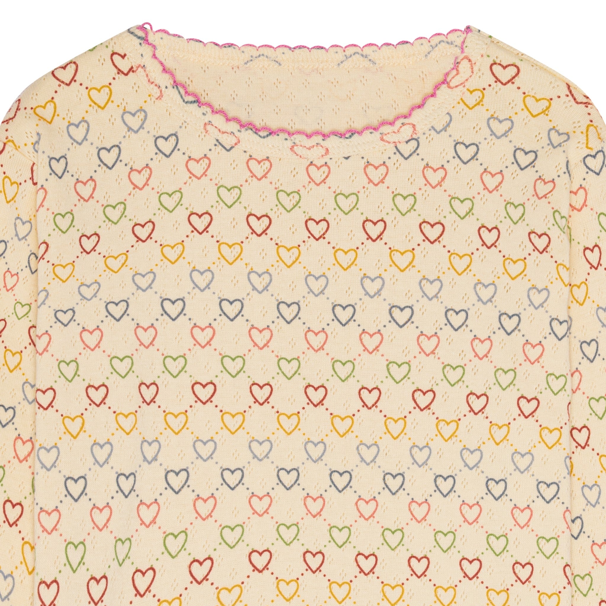 pointelle bluse - multi hearts mini