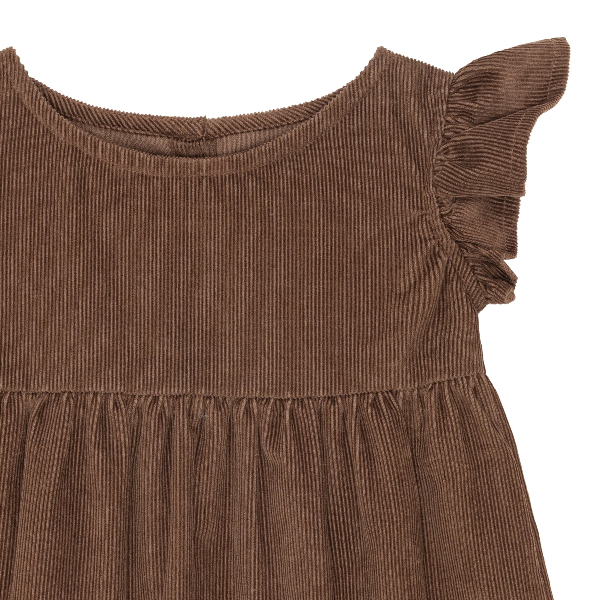 Fløjlskjole med flæser - chocolate brown