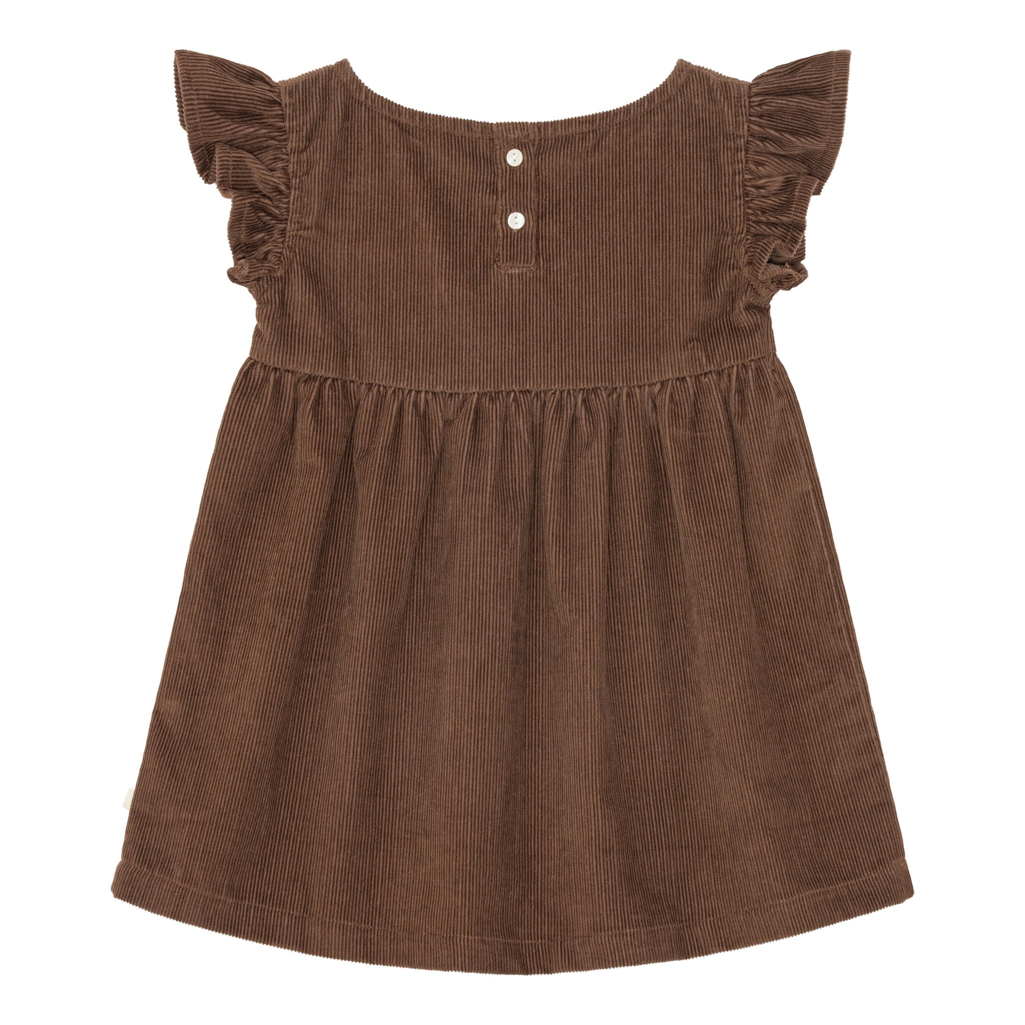 Fløjlskjole med flæser - chocolate brown