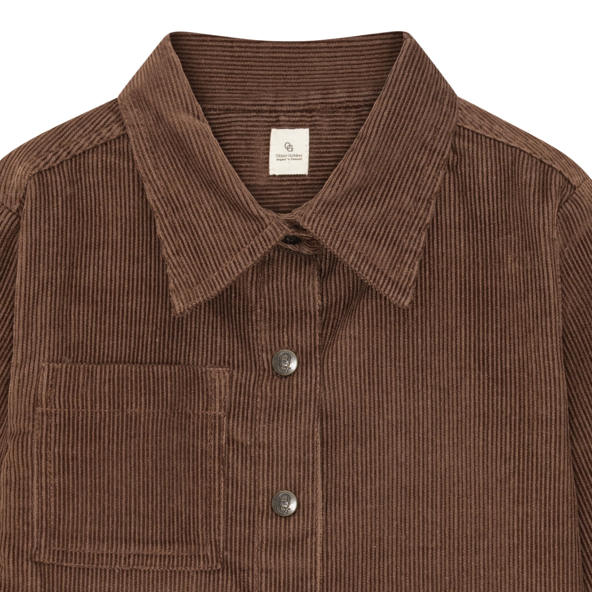 Fløjlsskjorte med trykknapper - chocolate brown