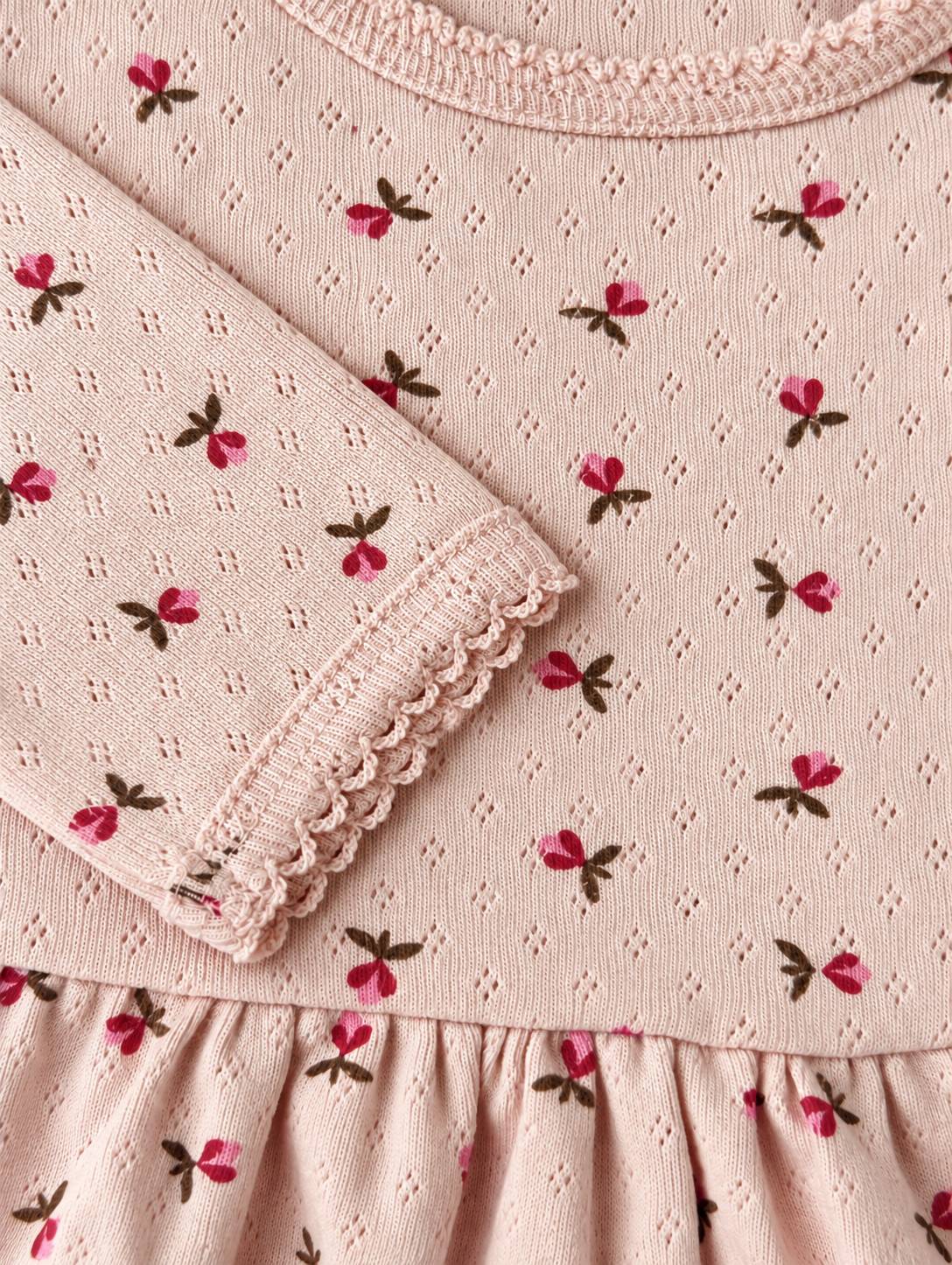 Pointelle LS dress - fluffy bell blush