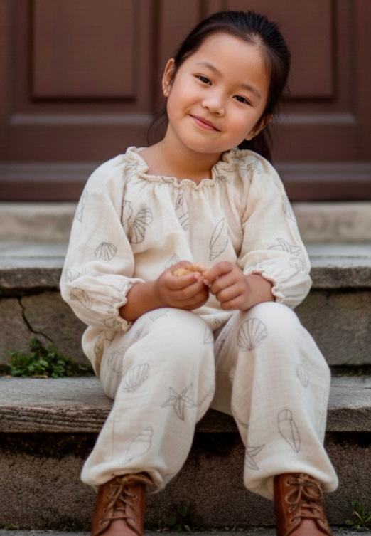 Seashell muslin bluse