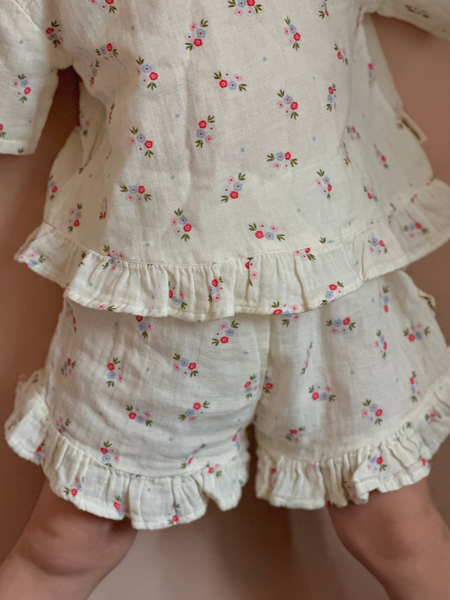 Muslin shorts - blue floral