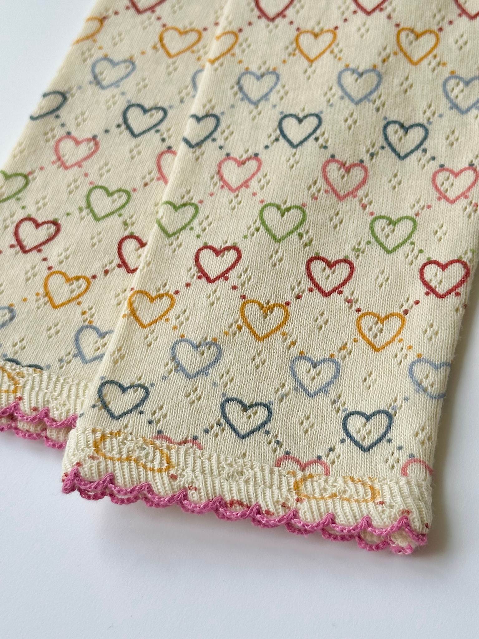 pointelle leggings - multi hearts mini