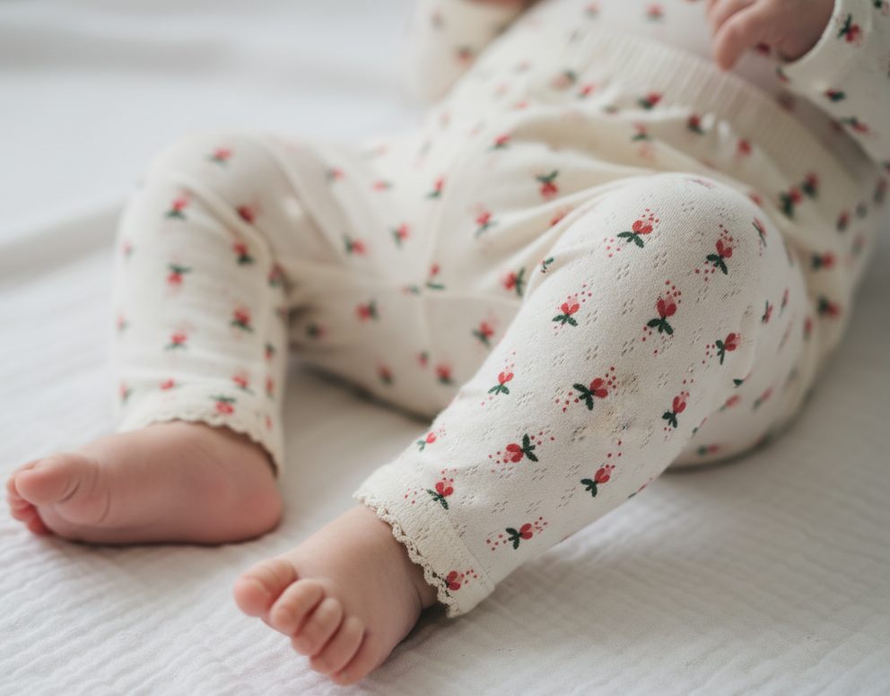 Pointelle leggings - fluffy bell red