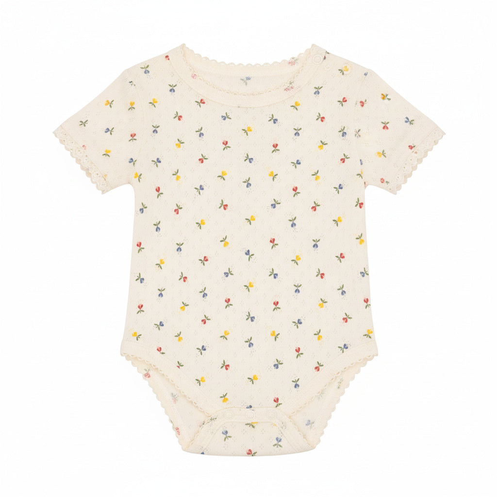 pointelle body kortærmet - fluffy bell multi