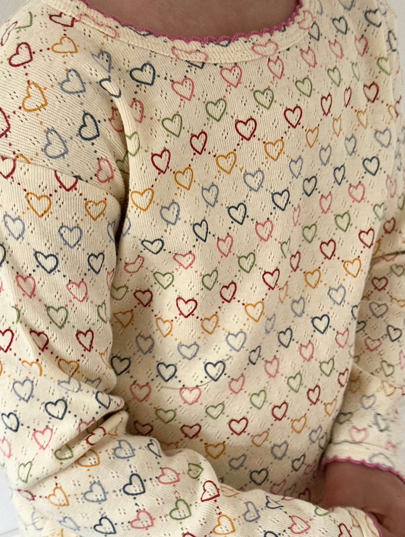 pointelle bluse - multi hearts mini