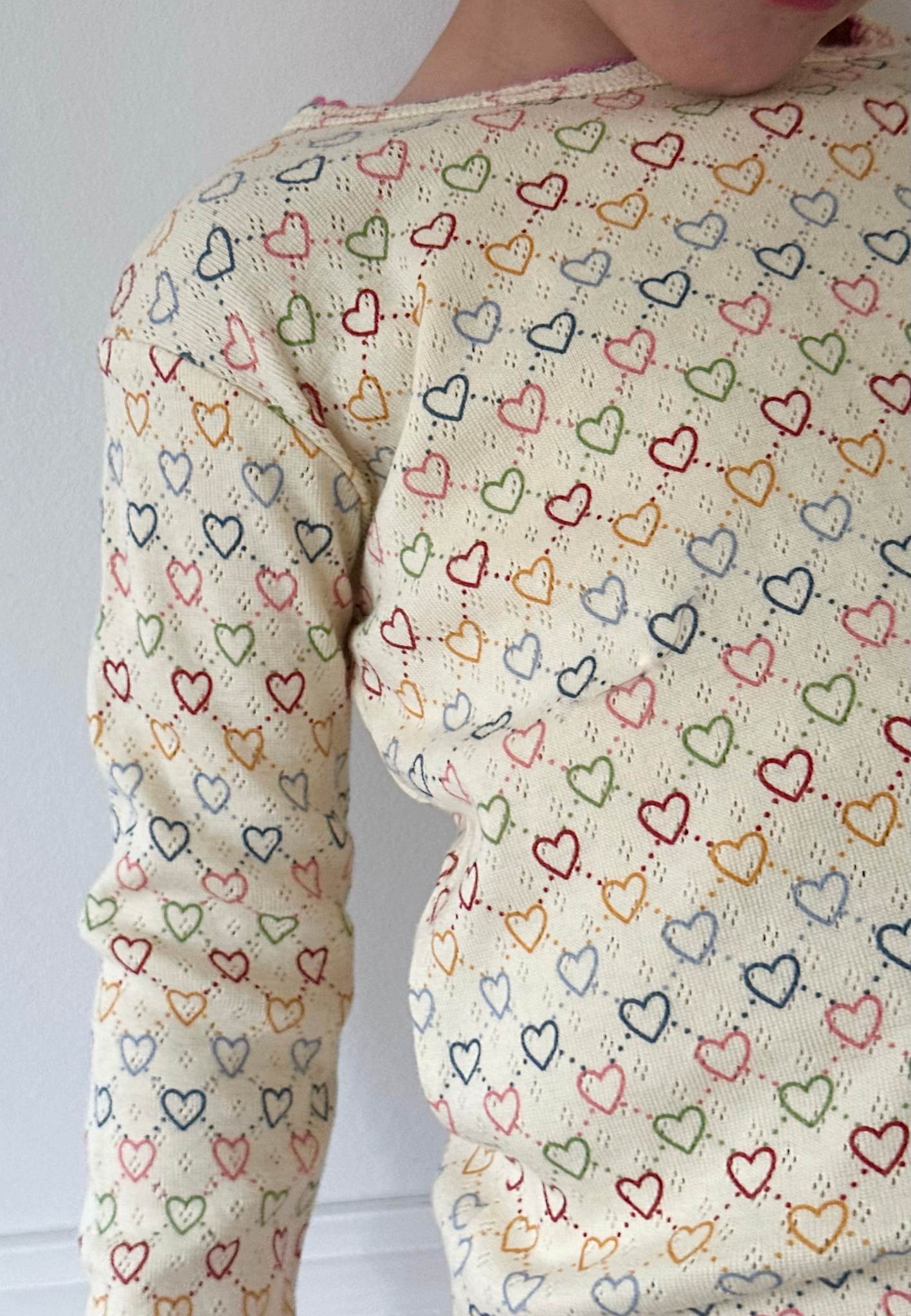pointelle bluse - multi hearts mini