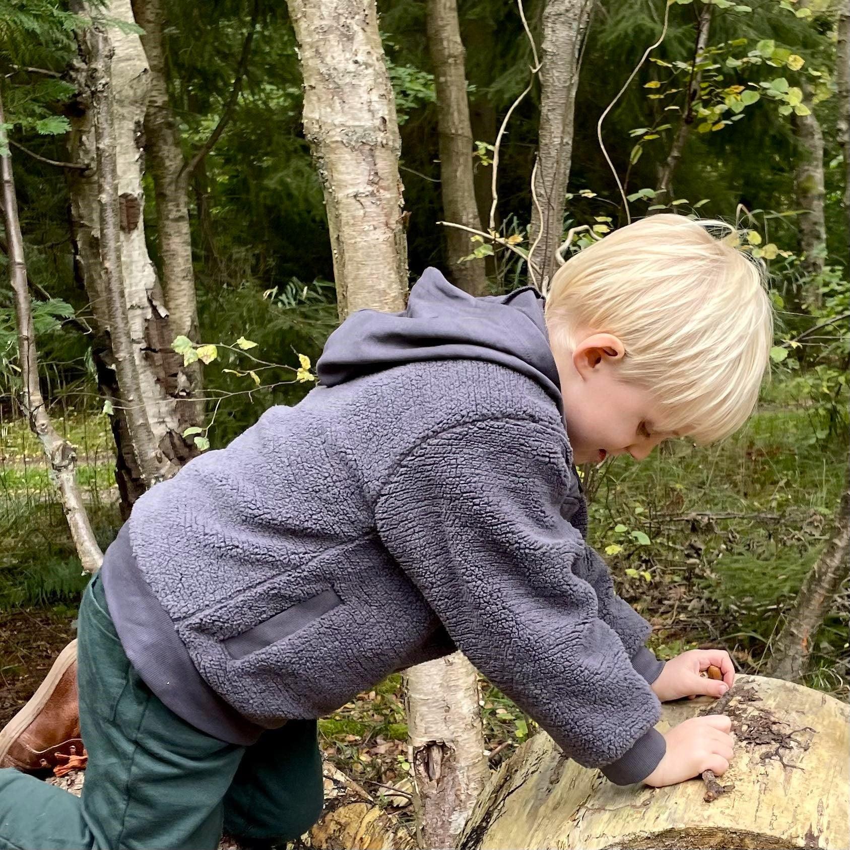 Teddy-Übergangsjacke - dunkelgrau