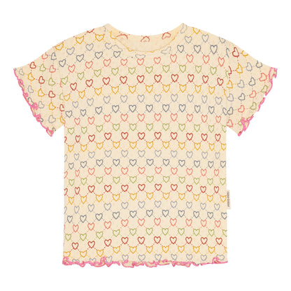 pointelle t-shirt - multi hearts mini