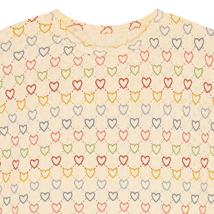 pointelle t-shirt - multi hearts mini