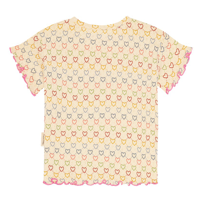 pointelle t-shirt - multi hearts mini