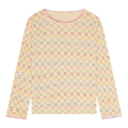 pointelle bluse - multi hearts mini
