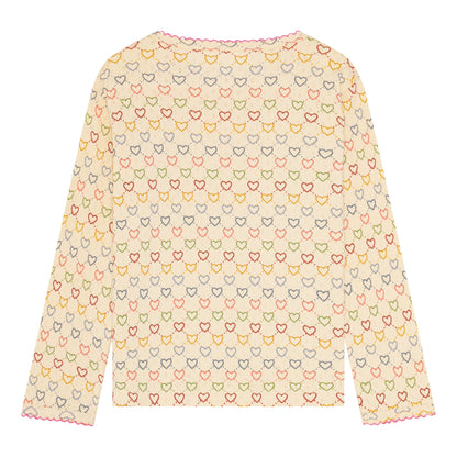 pointelle bluse - multi hearts mini