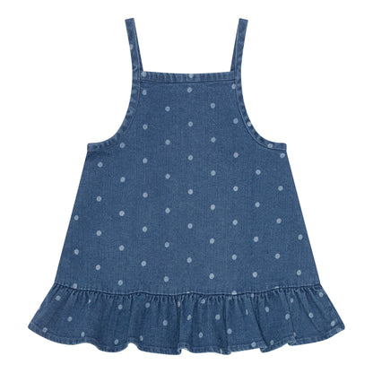 Denim kjole - white dots