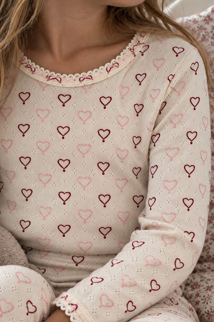Pointelle bluse - multi love hearts