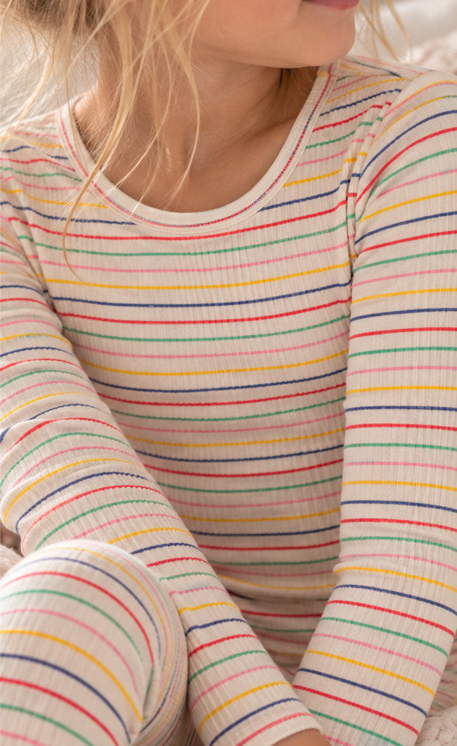 chunky rib bluse - rainbow stripes