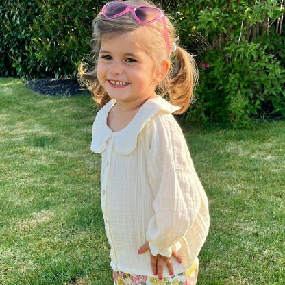 Musselin-Cardigan – Weiß und Rosa