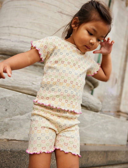 pointelle t-shirt - multi hearts mini