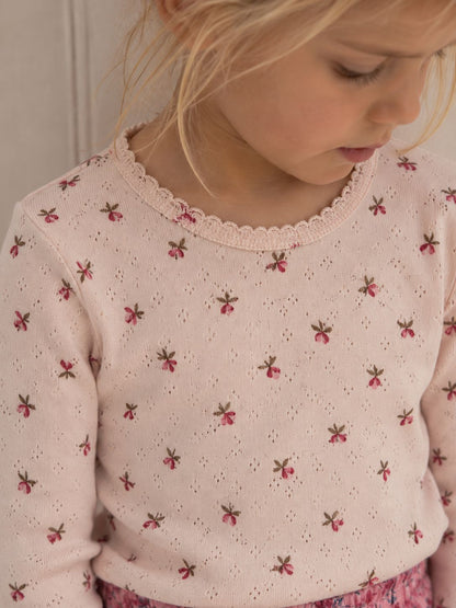 Pointelle LS bluse - fluffy bell blush