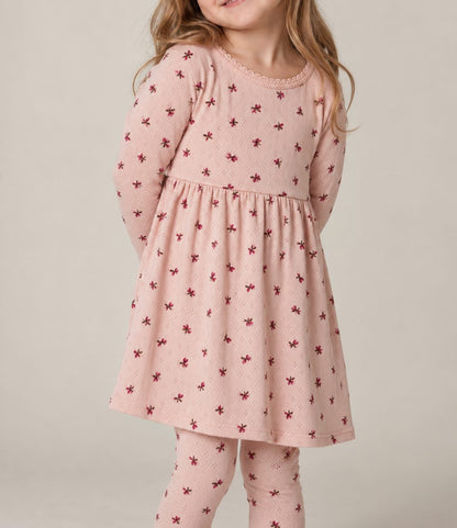 Pointelle LS dress - fluffy bell blush