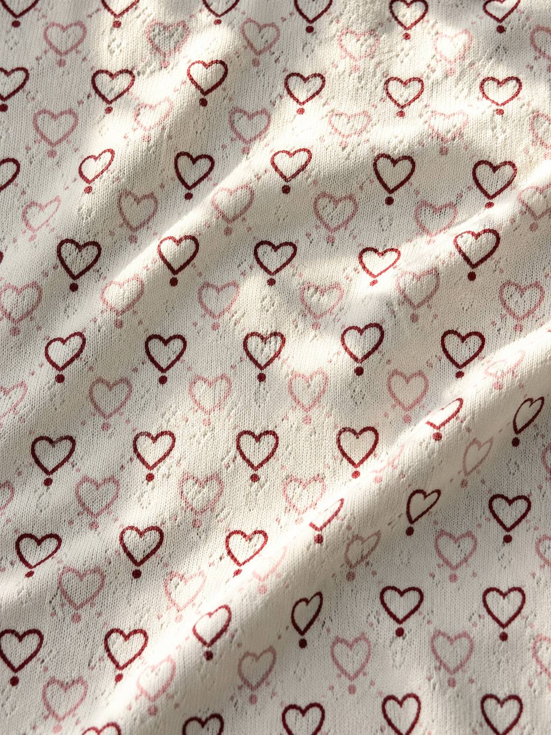 Pointelle bluse - multi love hearts