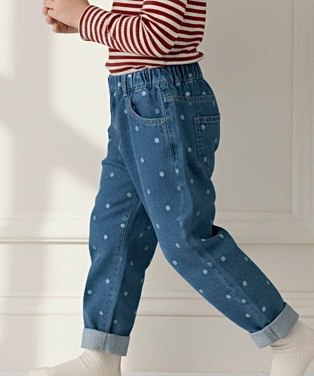 Denim bukser - white dots