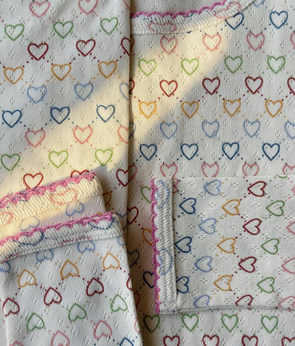 pointelle bluse - multi hearts mini