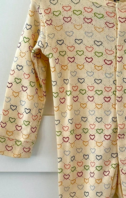 pointelle onesie - multi hearts mini