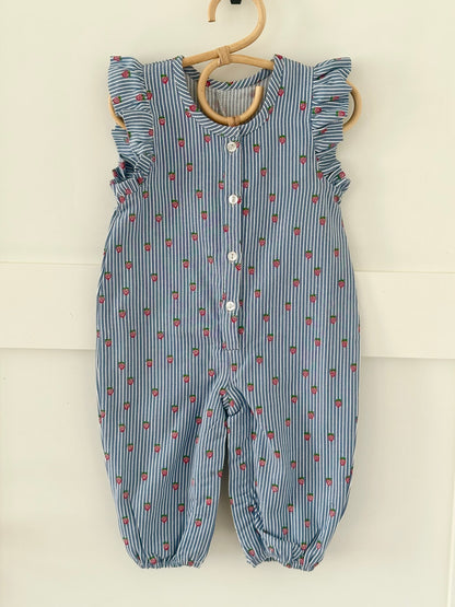 mælkedreng overalls med flæser - strawberry