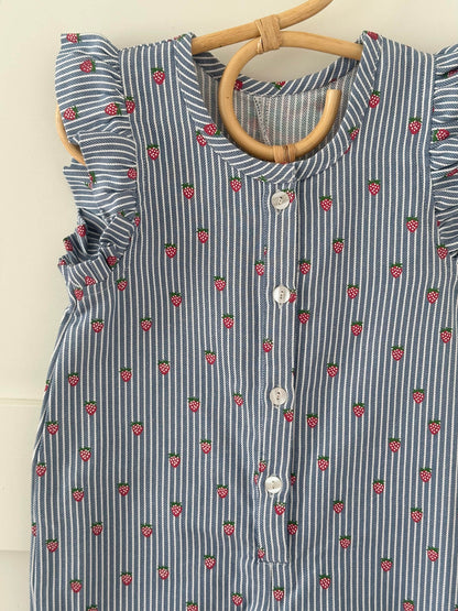 mælkedreng overalls med flæser - strawberry