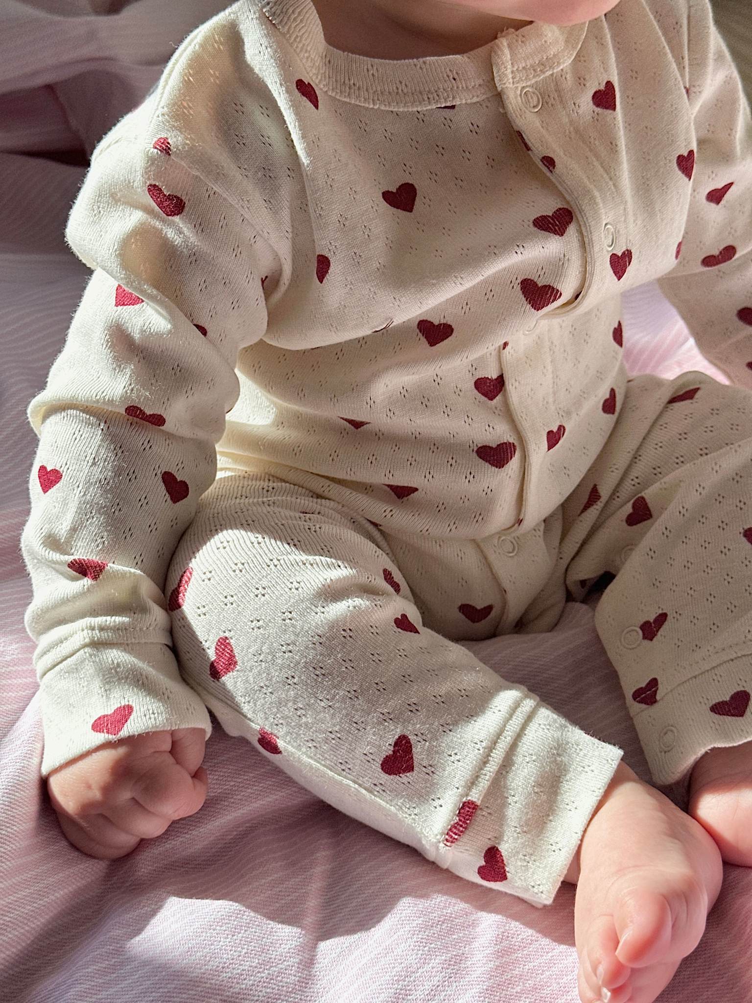 pointelle onesie - love hearts