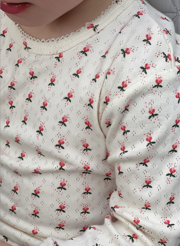 Pointelle bluse - fluffy bell red