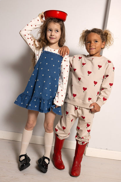 Denim kjole - white dots