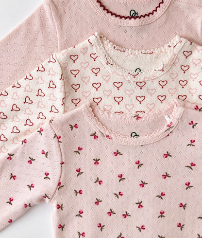 Pointelle body - multi love hearts
