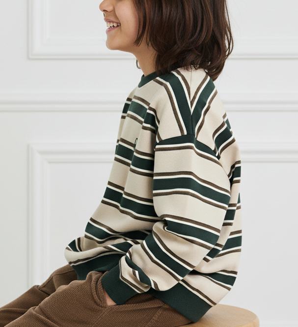 Sweatshirt - green rugby stripes