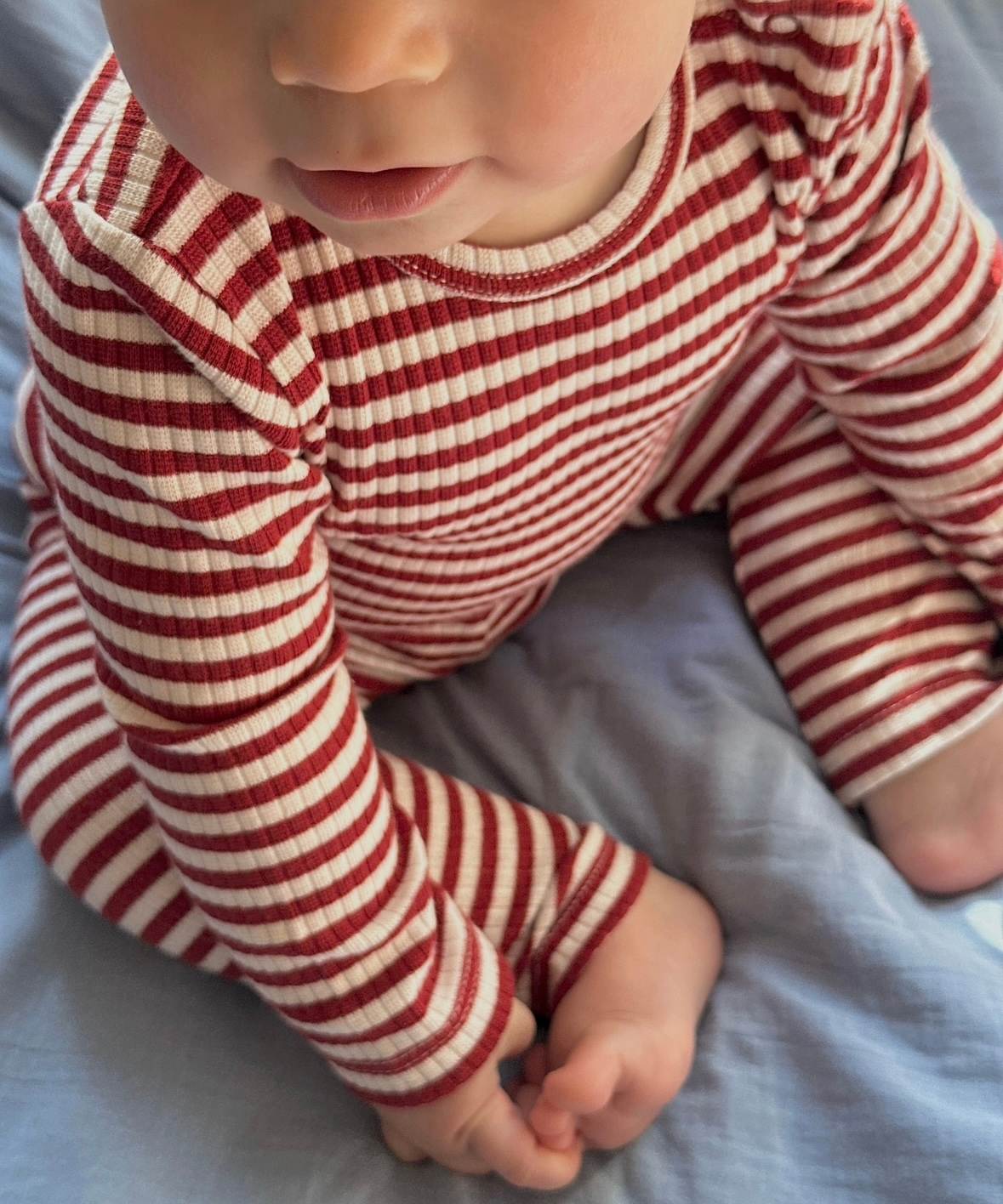 rib leggings - red stripe