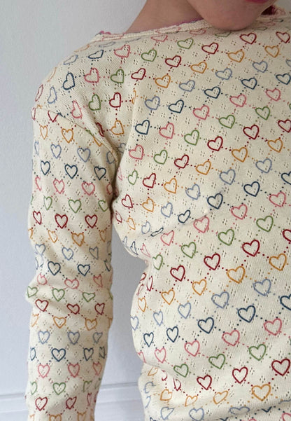 pointelle bluse - multi hearts mini